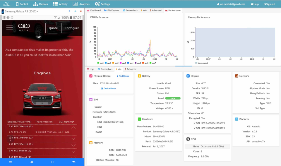 screenshot of motel.io