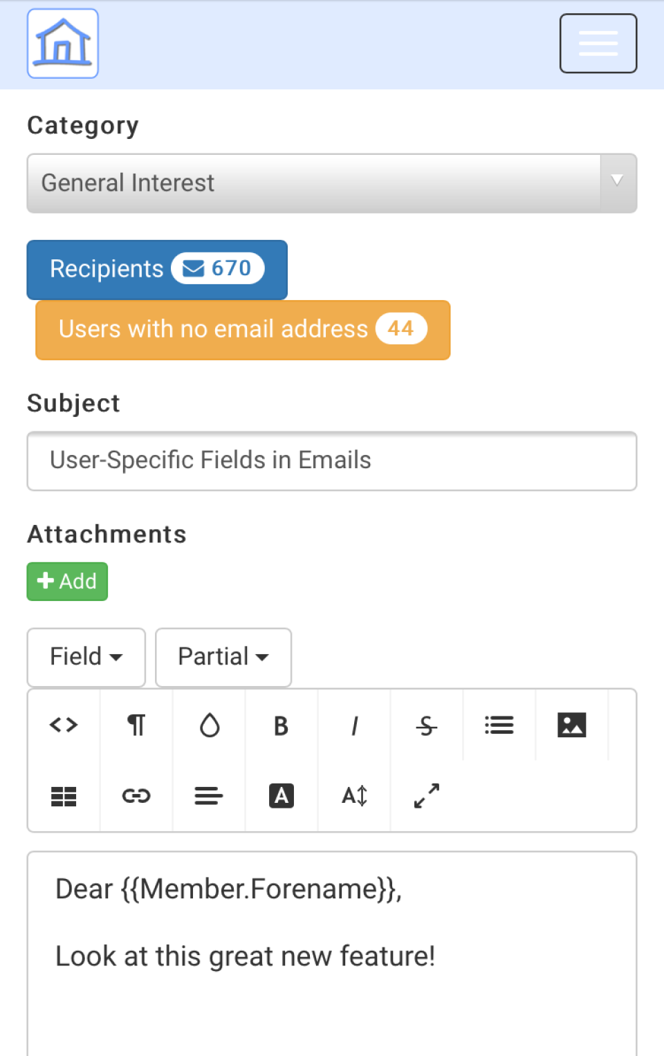 screenshot of myClubhouse