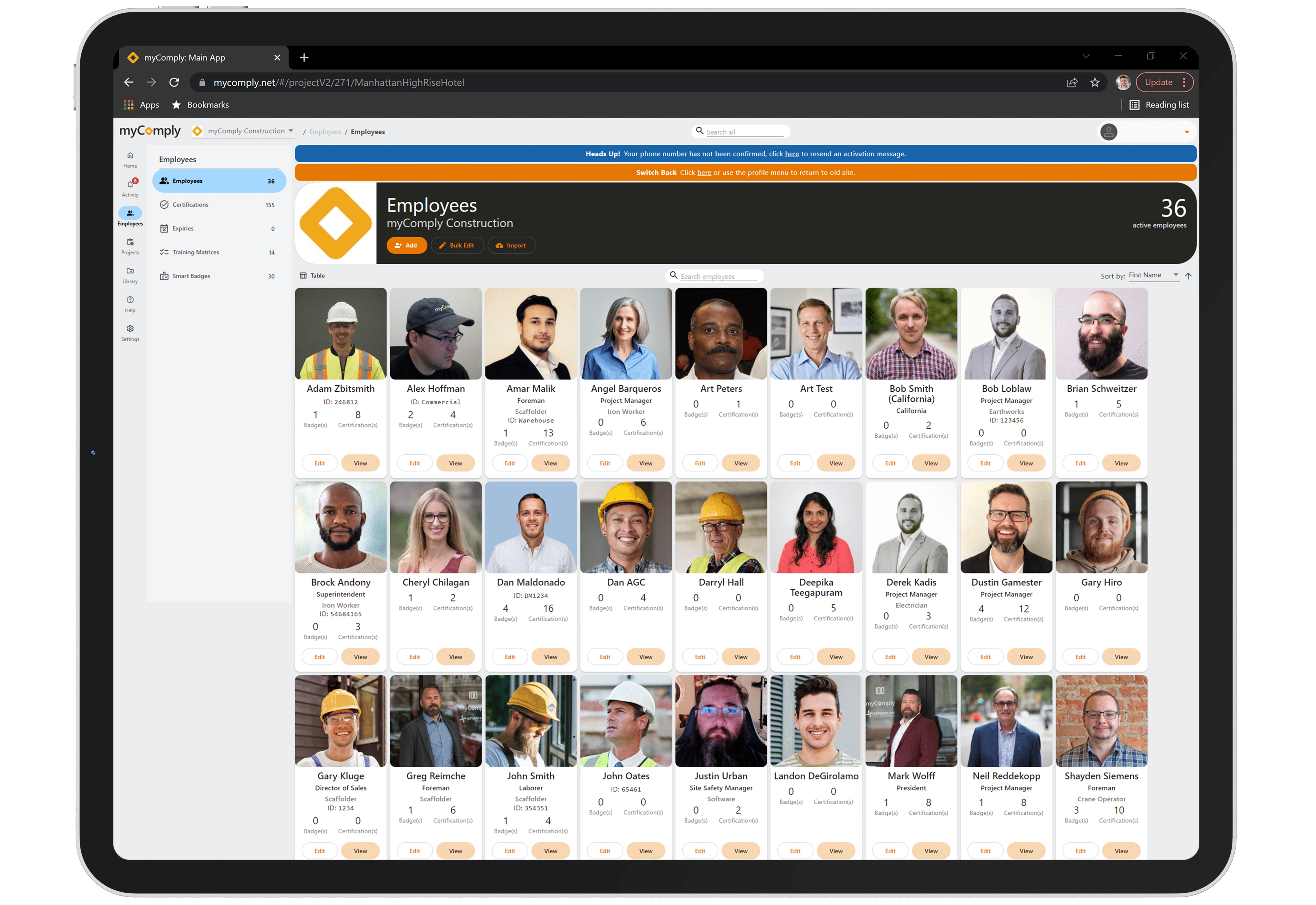screenshot of myComply