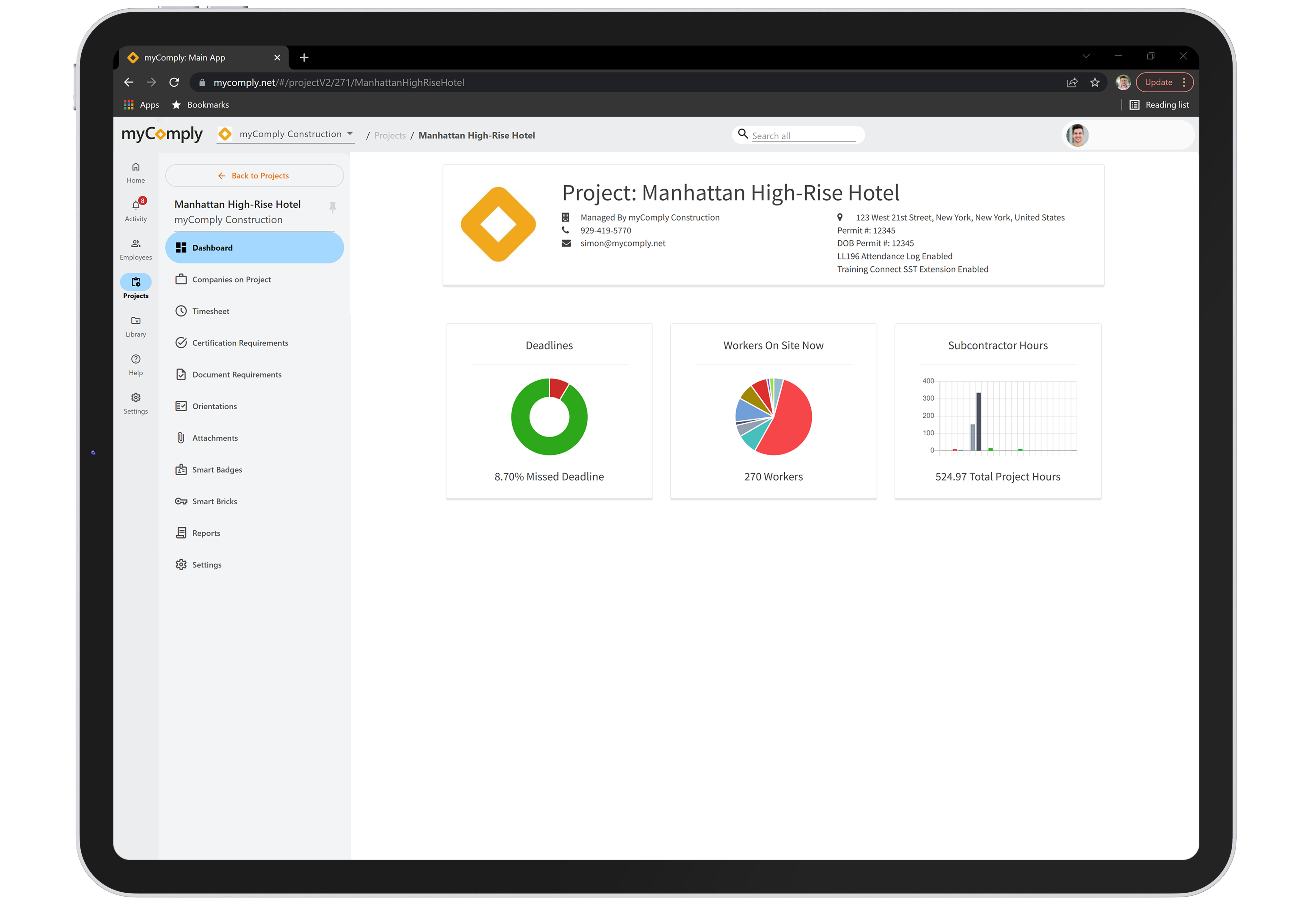 screenshot of myComply