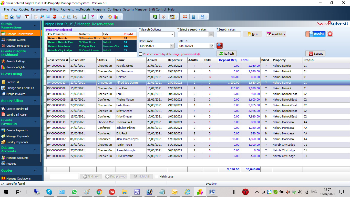 screenshot of myGUESTS