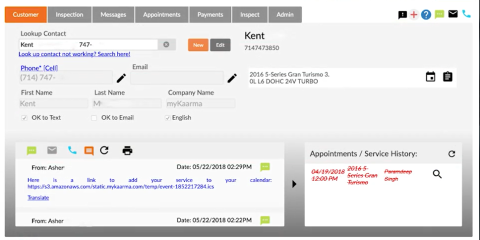 screenshot of myKaarma