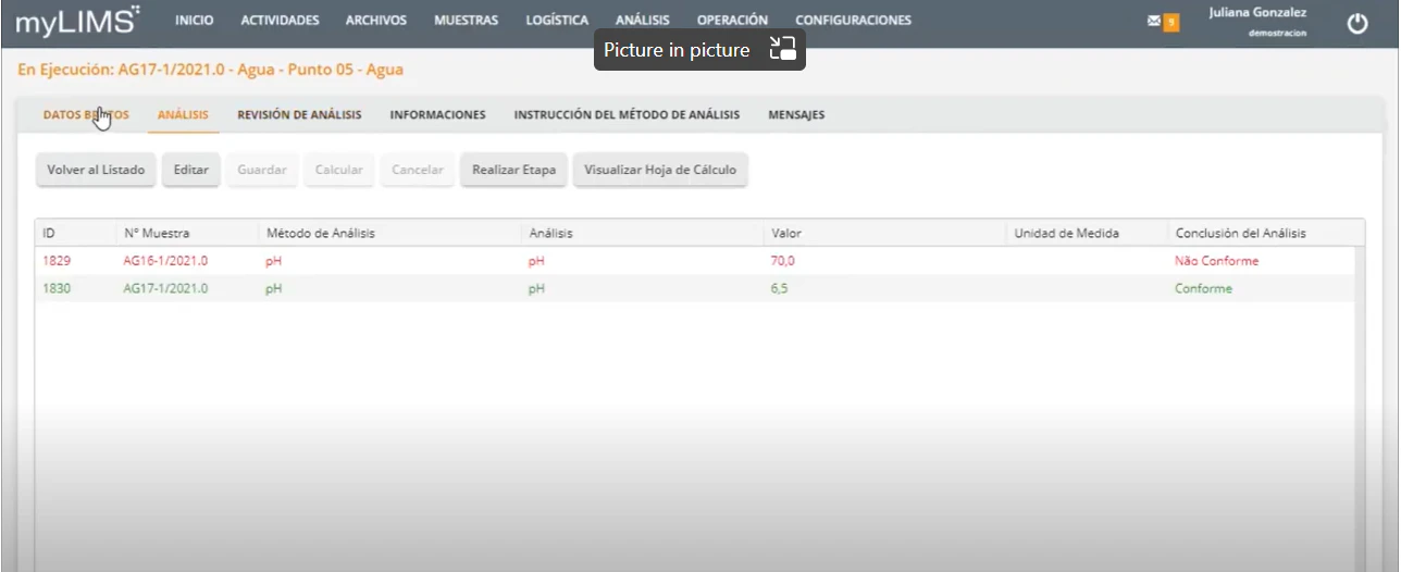 screenshot of myLIMS