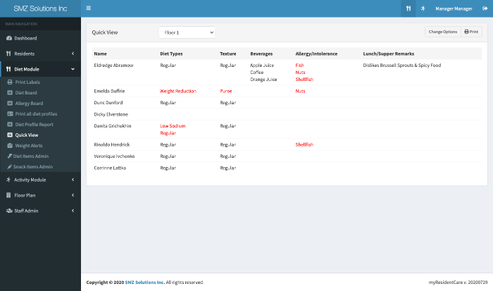 screenshot of myResidentCare