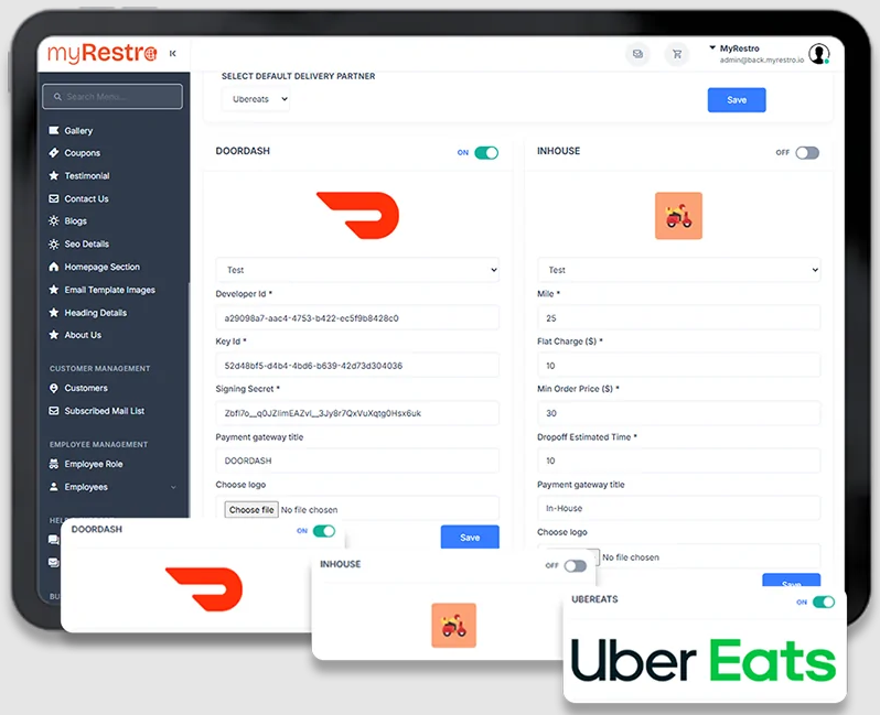 screenshot of myRestro