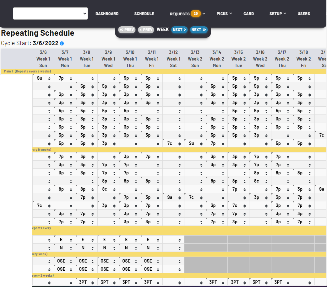screenshot of myStaffSchedule