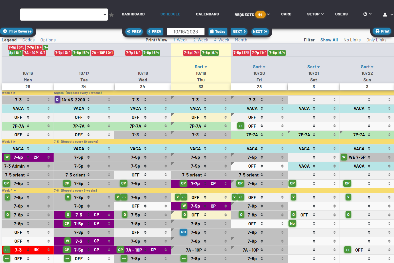 screenshot of myStaffSchedule