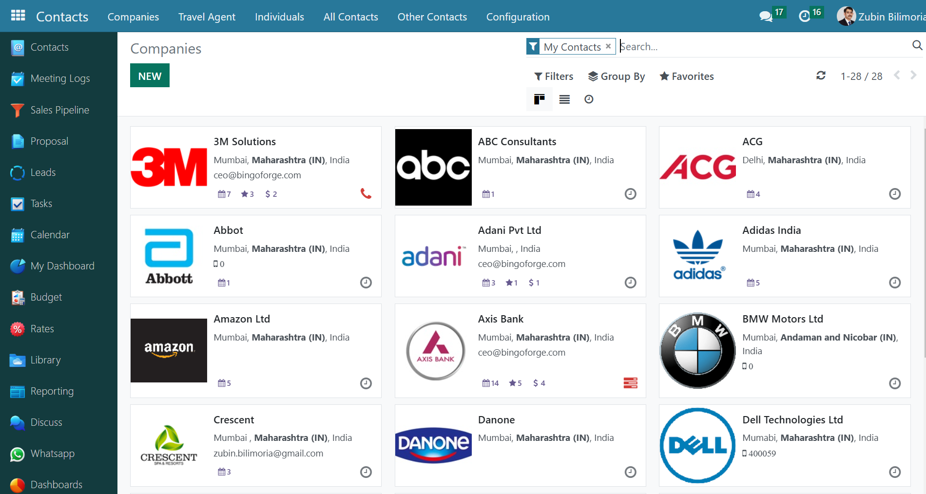 screenshot of myhotelCRM