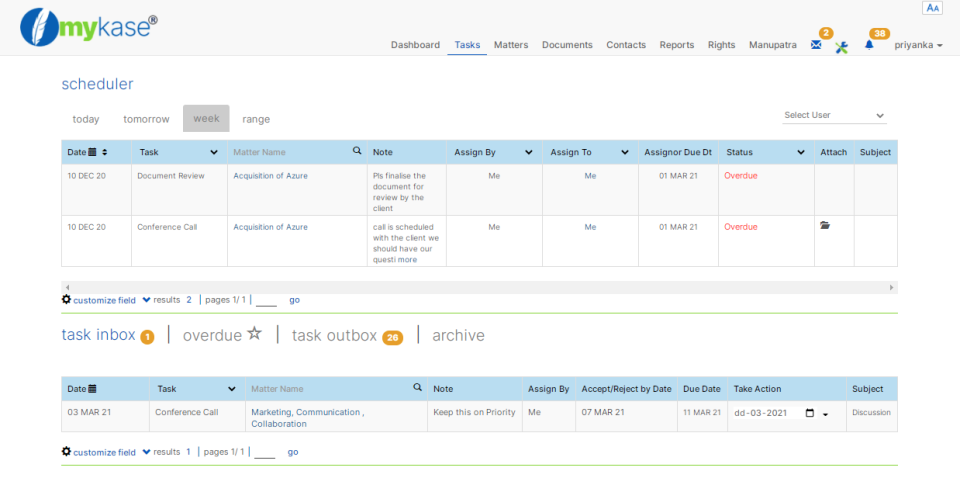 screenshot of mykase