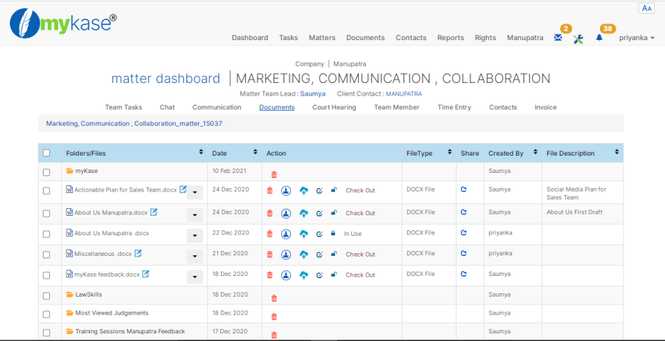 screenshot of mykase
