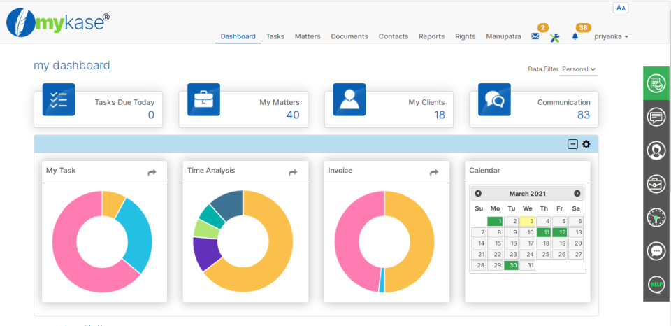 screenshot of mykase