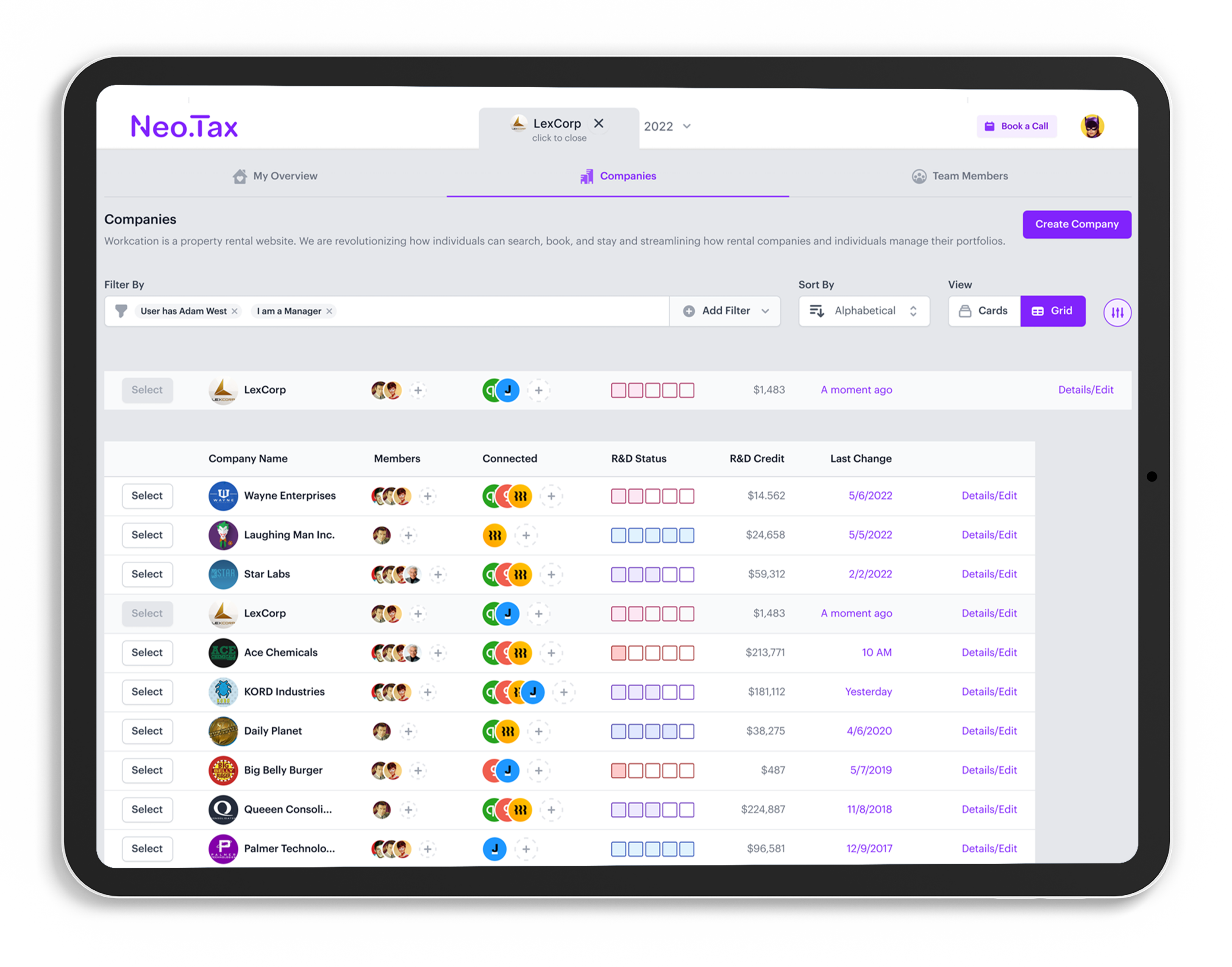 screenshot of neo.tax