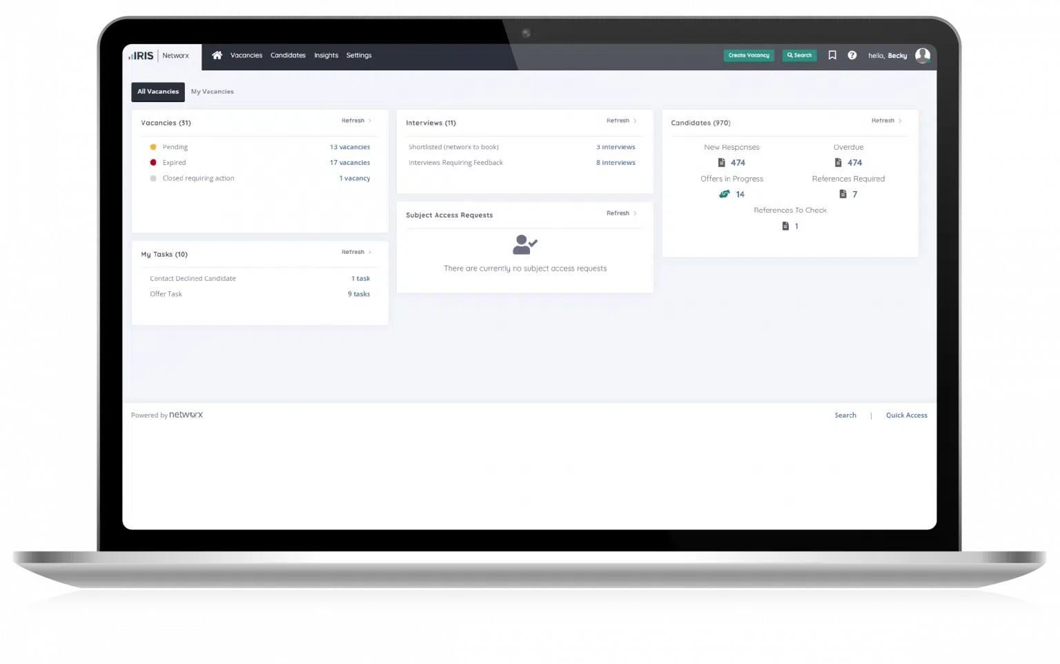 screenshot of networx