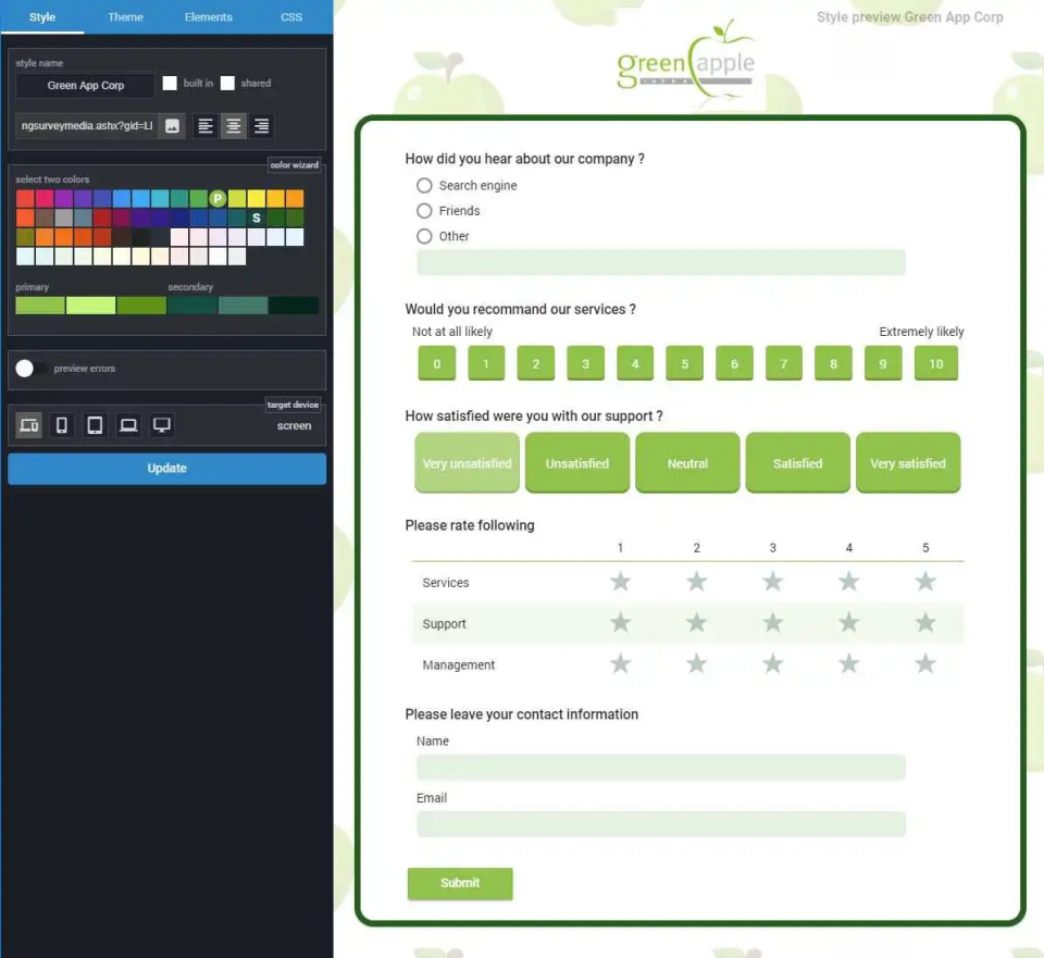 screenshot of ngSurvey