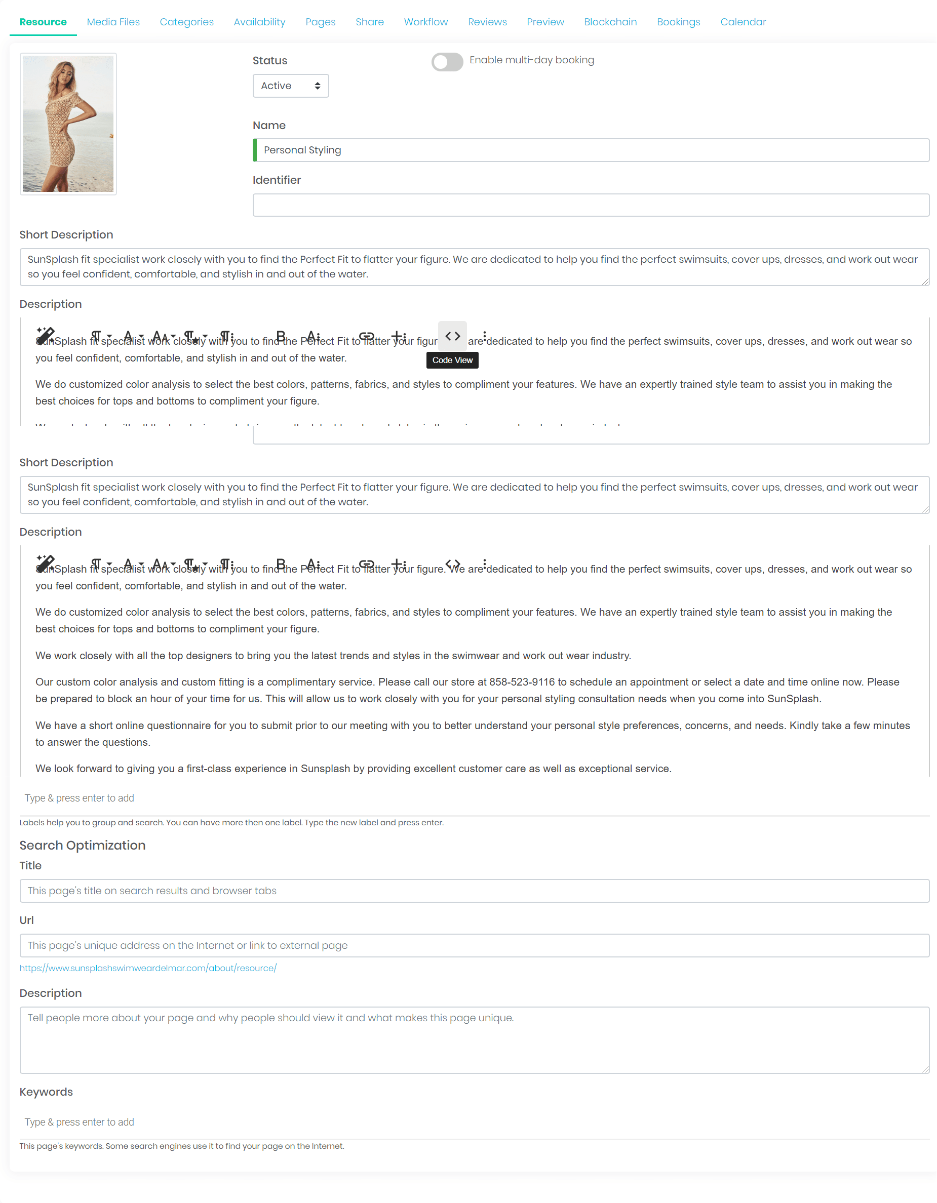 screenshot of omniBookings