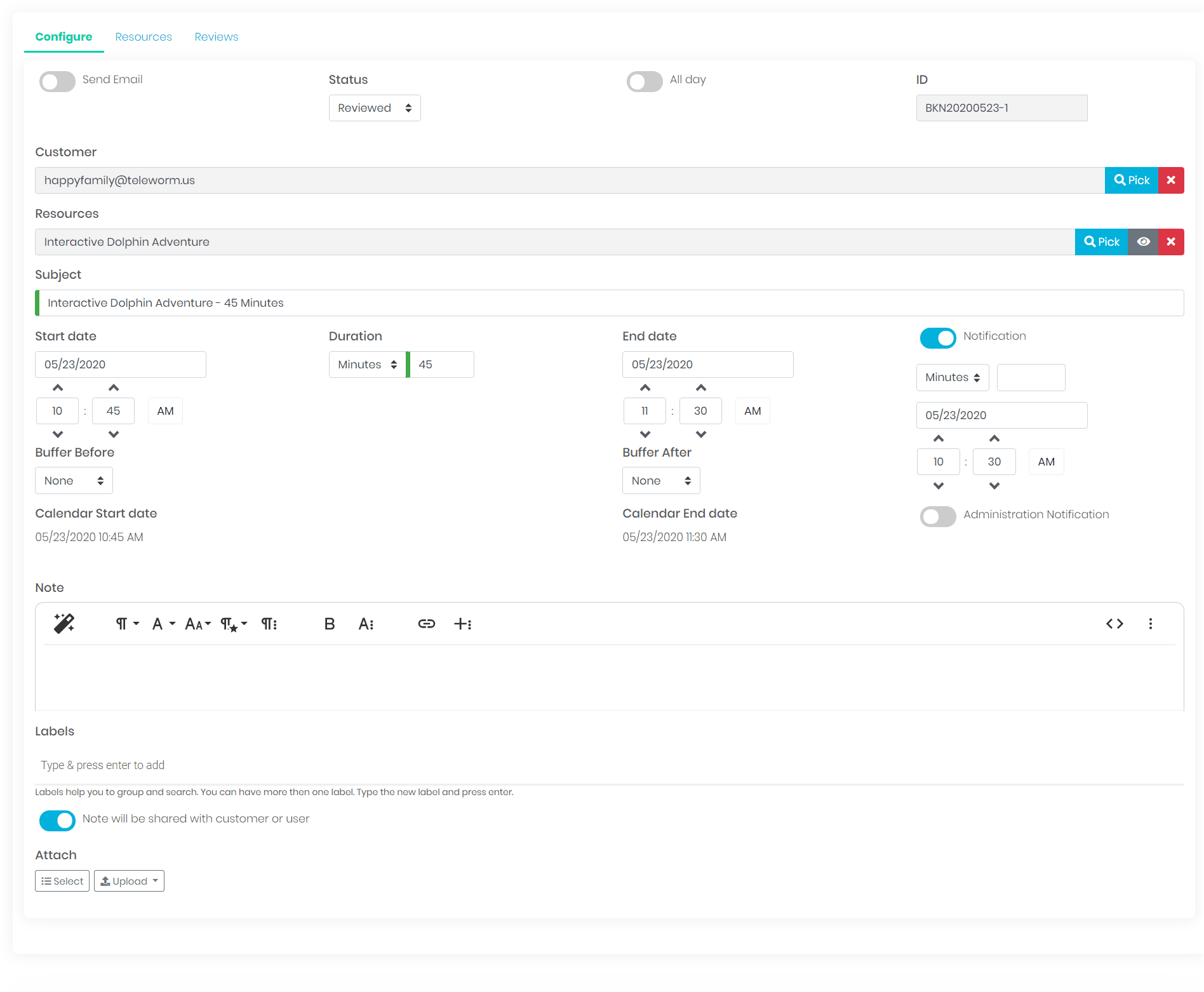 screenshot of omniBookings