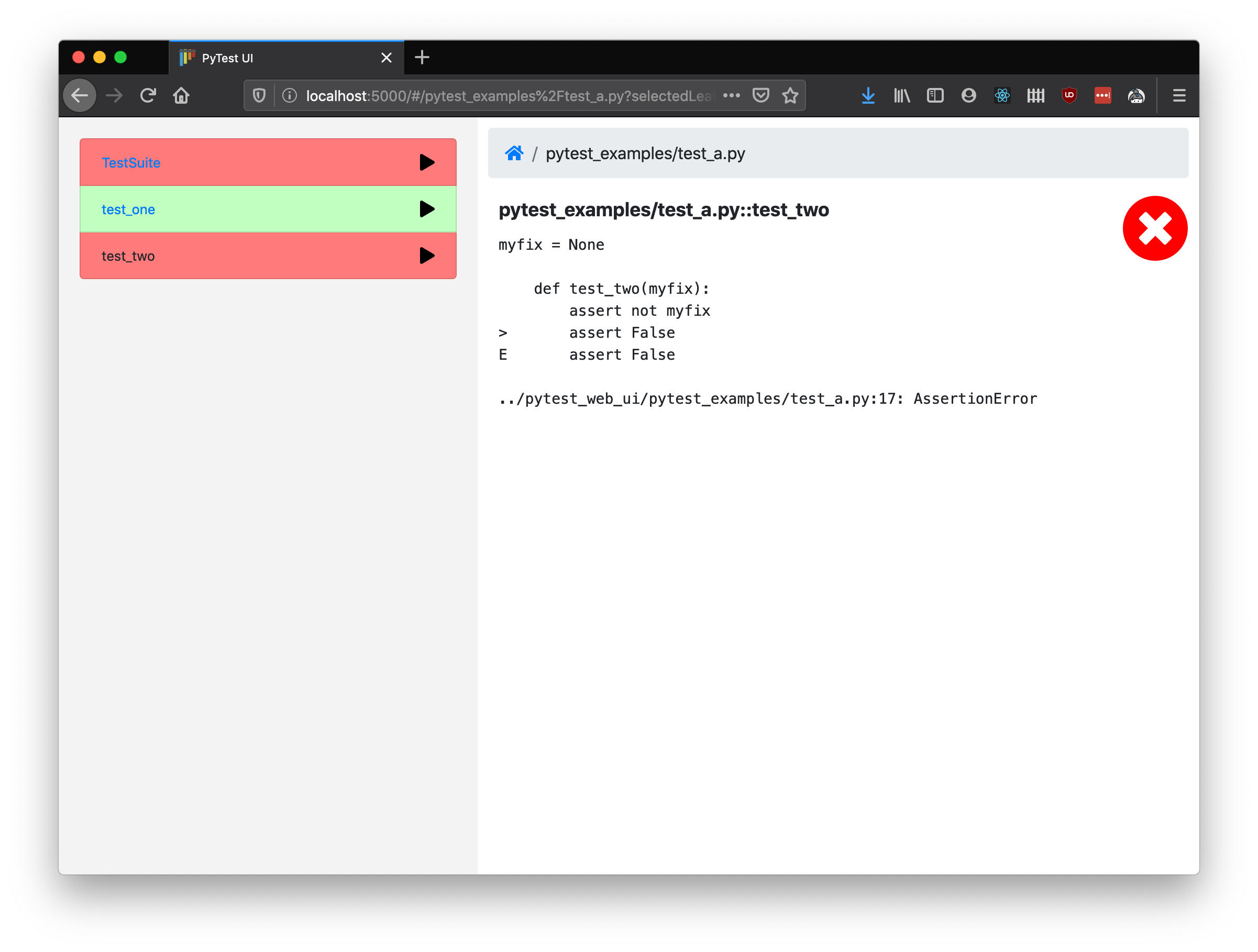 screenshot of pytest