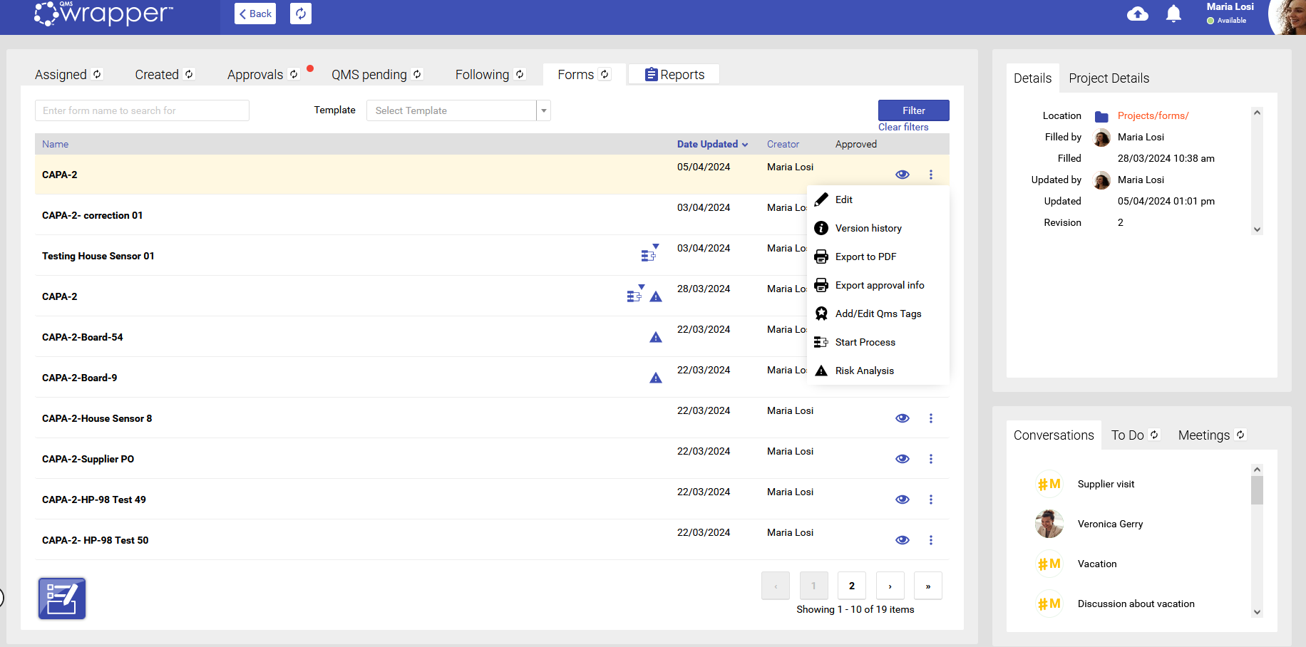 screenshot of qmsWrapper