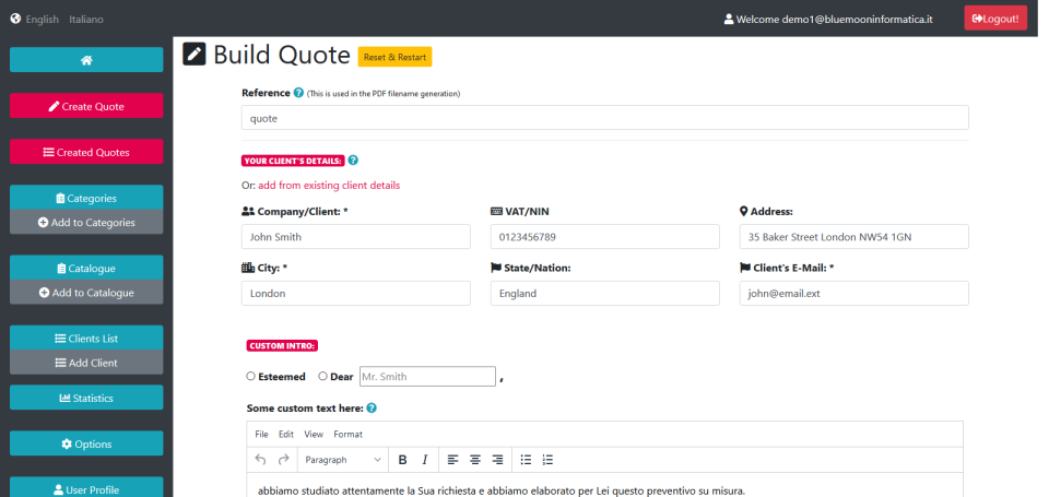 screenshot of quotadoo