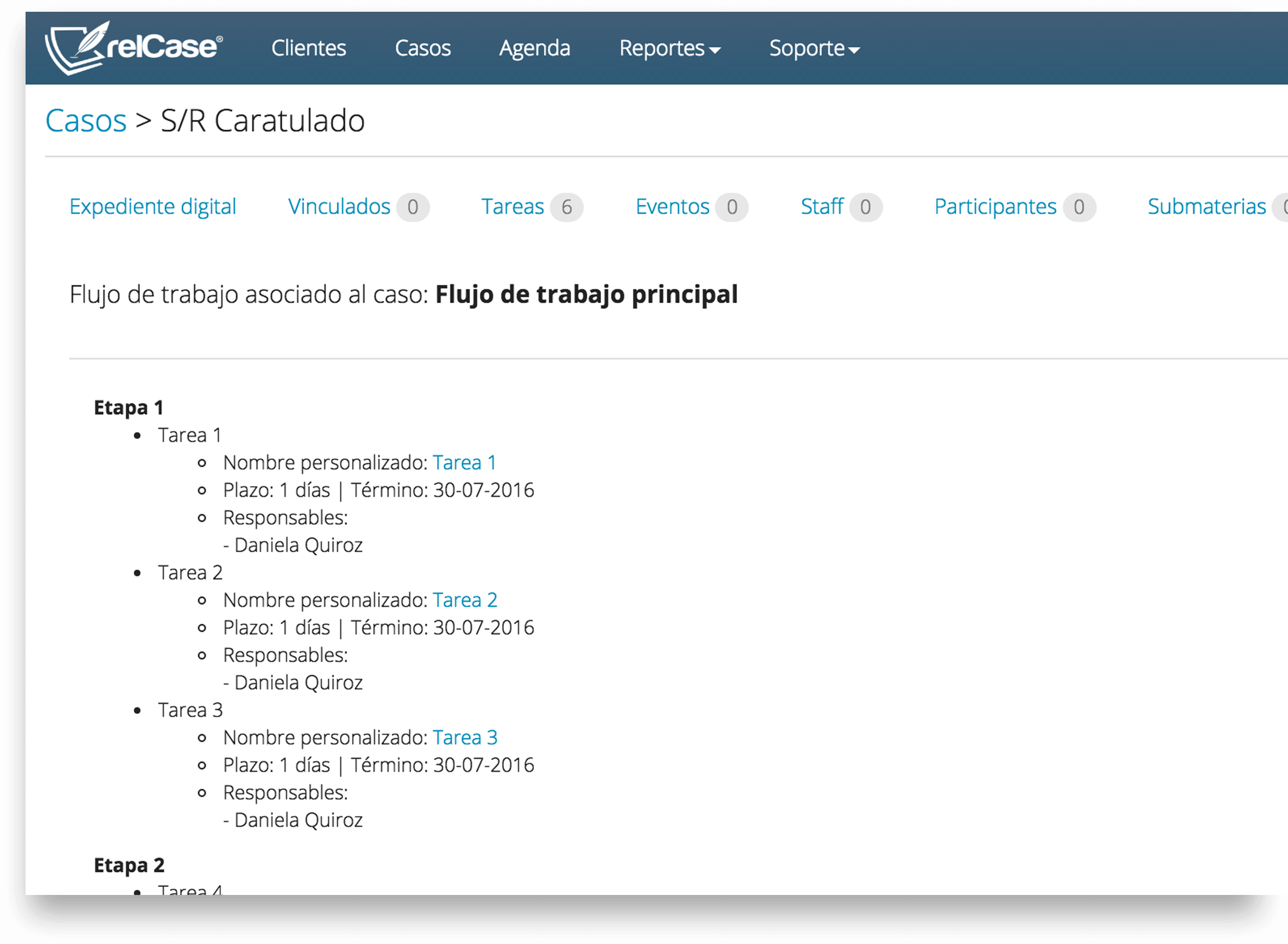 screenshot of relCase