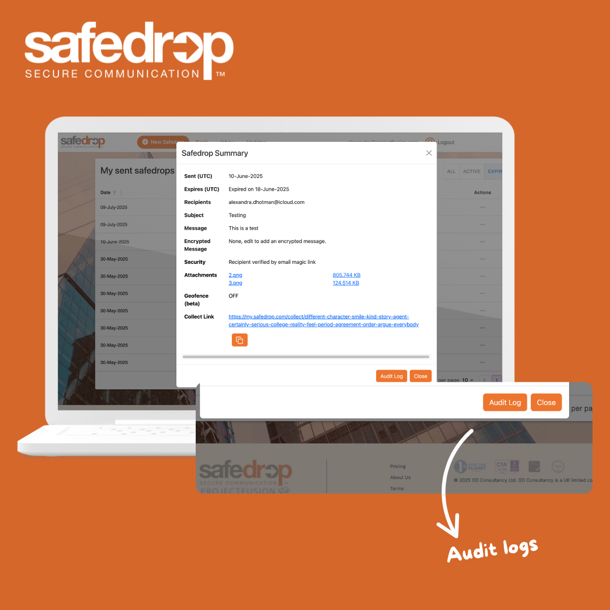 screenshot of safedrop