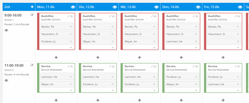 screenshot of schichtplaner-online