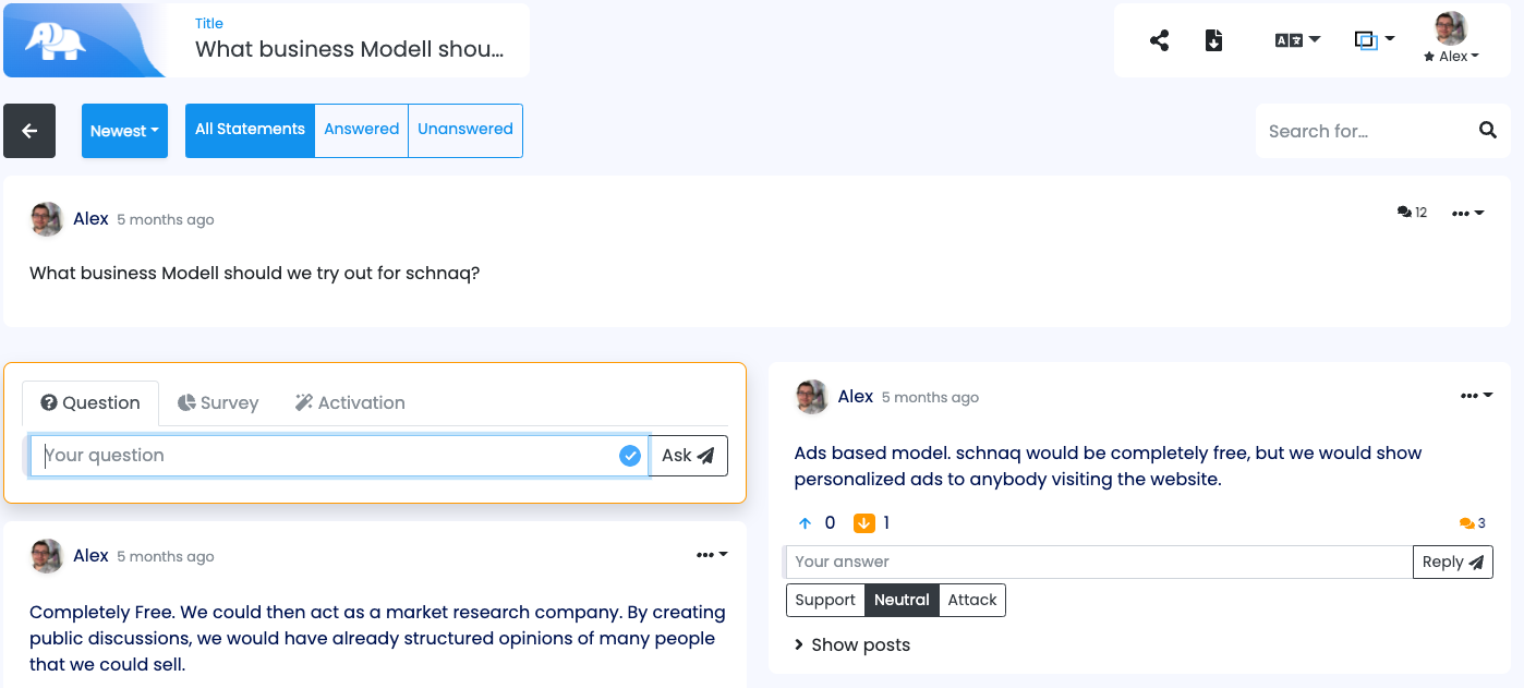 screenshot of schnaq