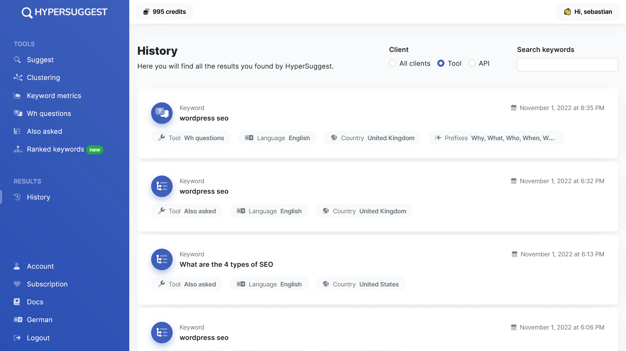 screenshot of seospark