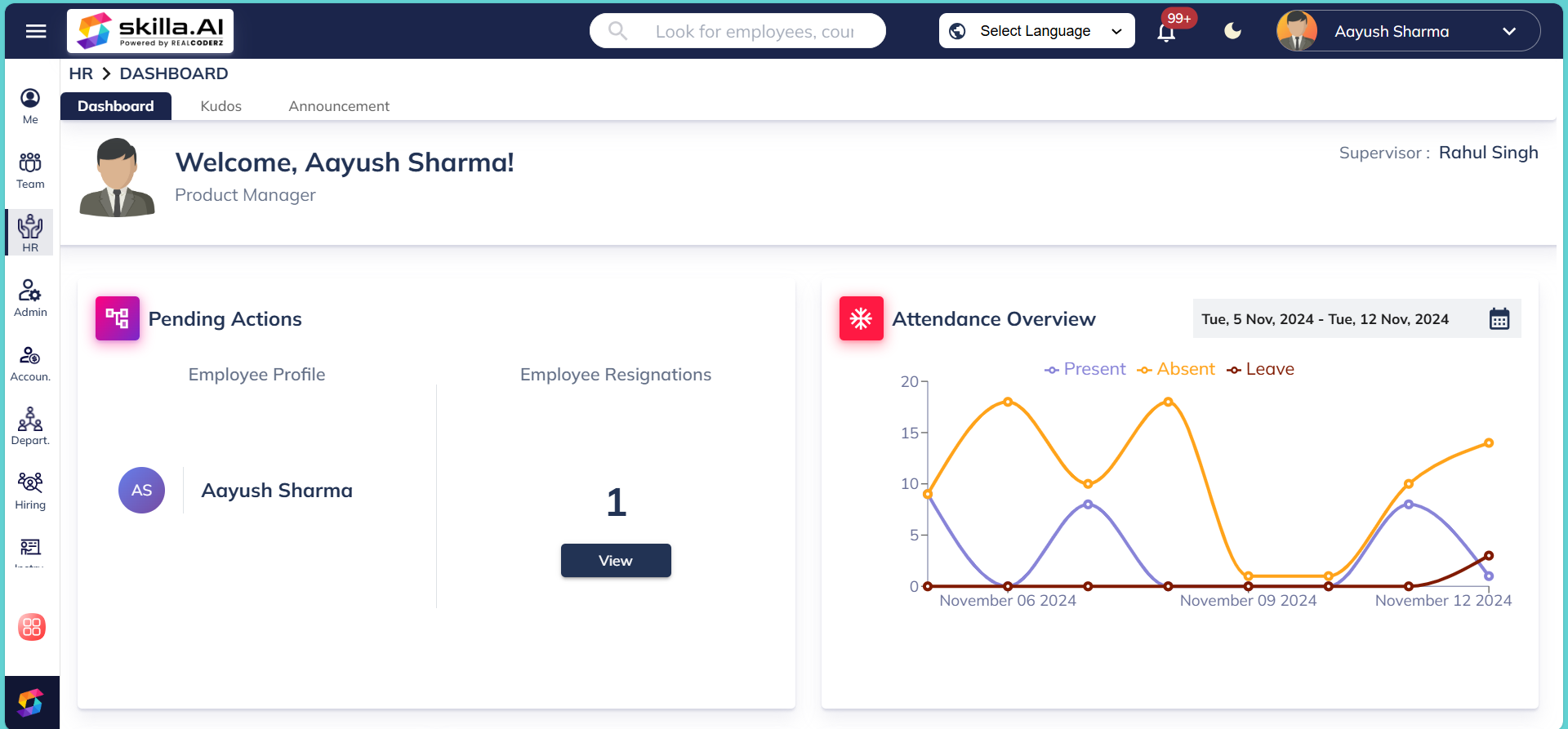 screenshot of skillaHR