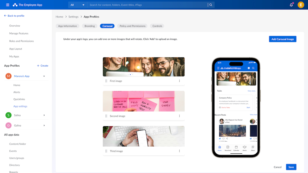 screenshot of theEMPLOYEEapp