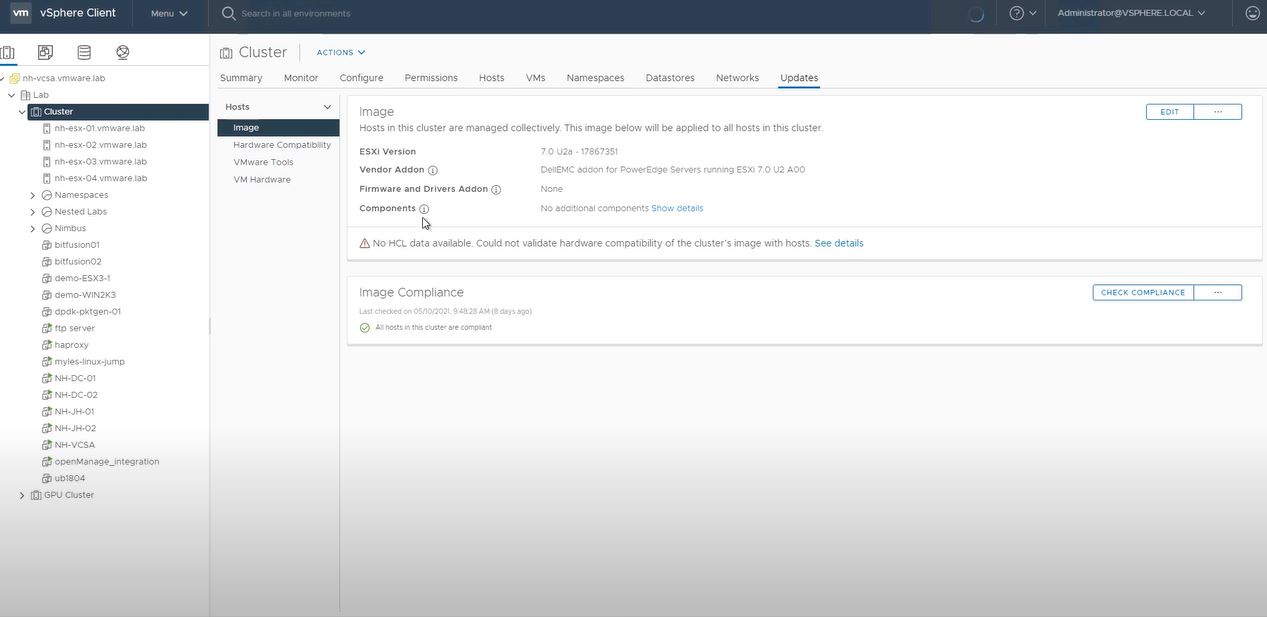 screenshot of vSphere
