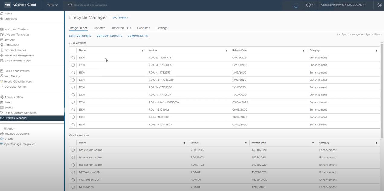 screenshot of vSphere