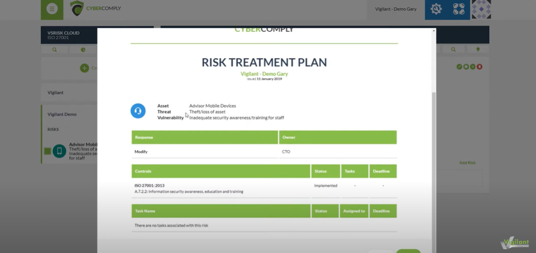 screenshot of vsRisk