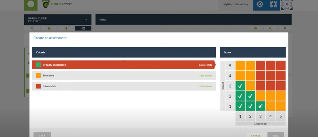 screenshot of vsRisk