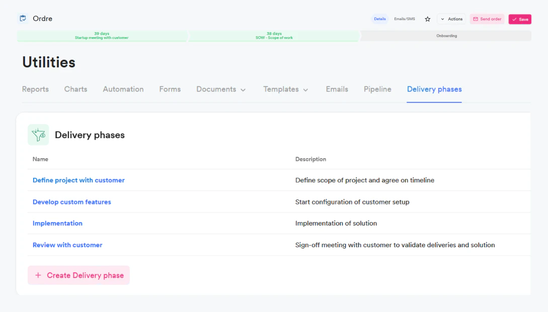 screenshot of webCRM