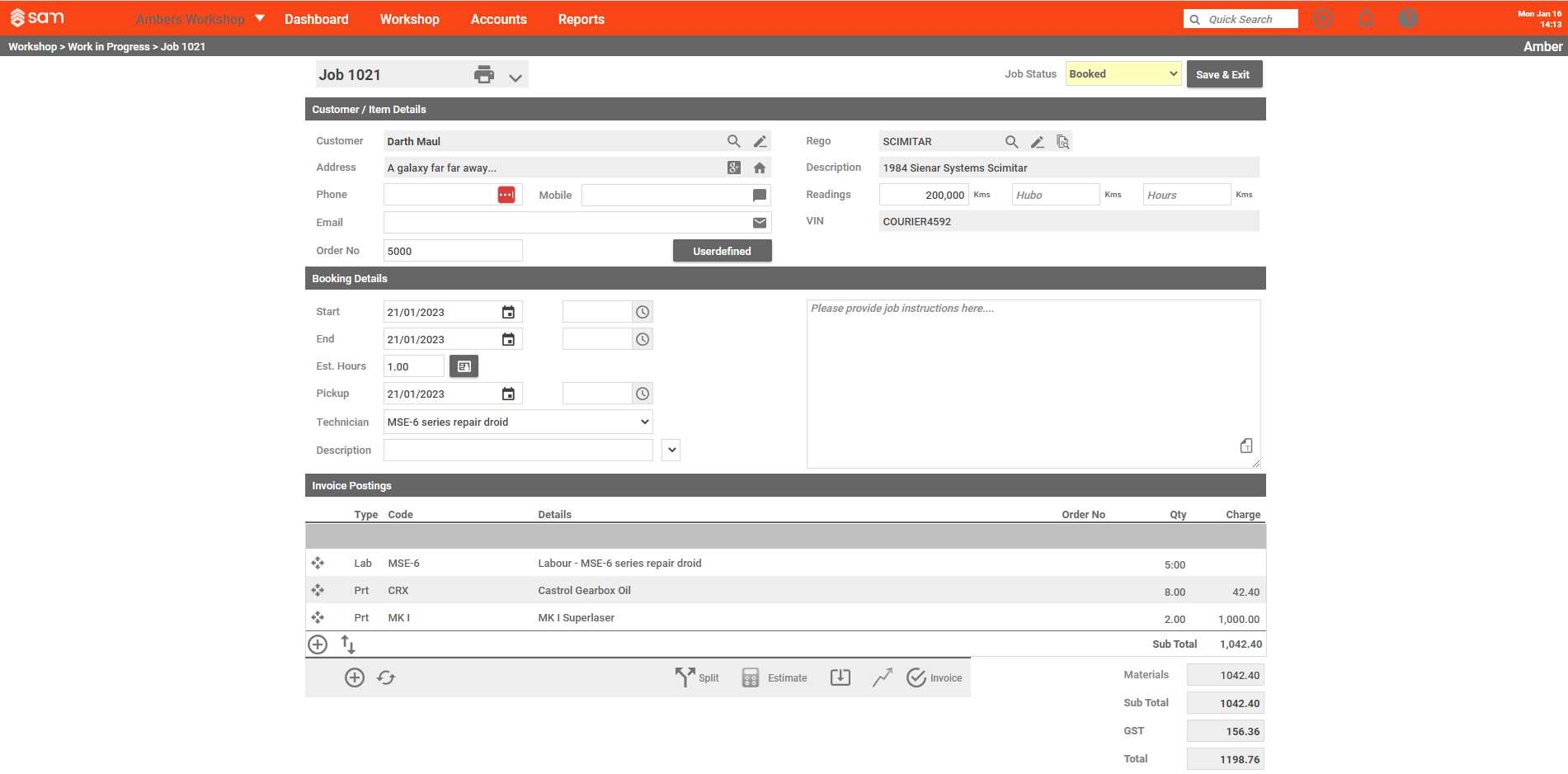 screenshot of webSAM