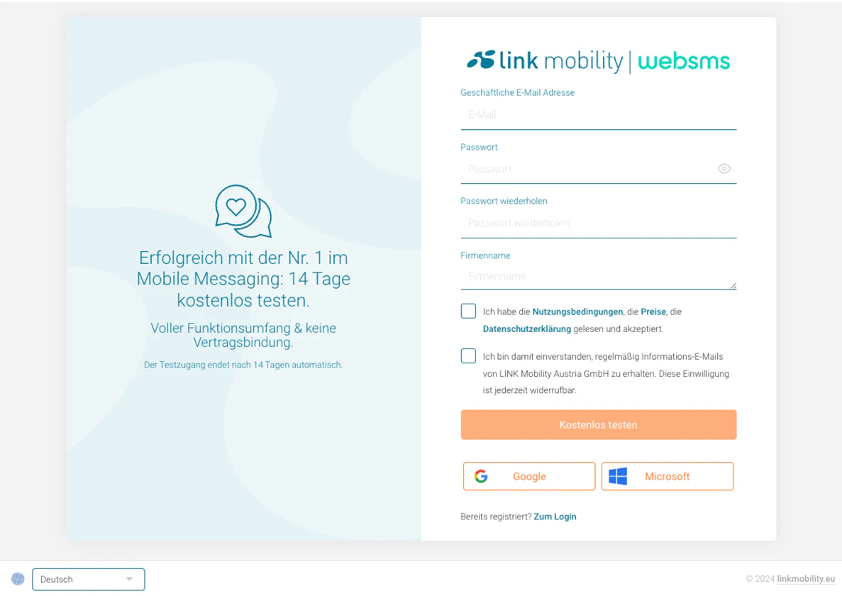 screenshot of websms
