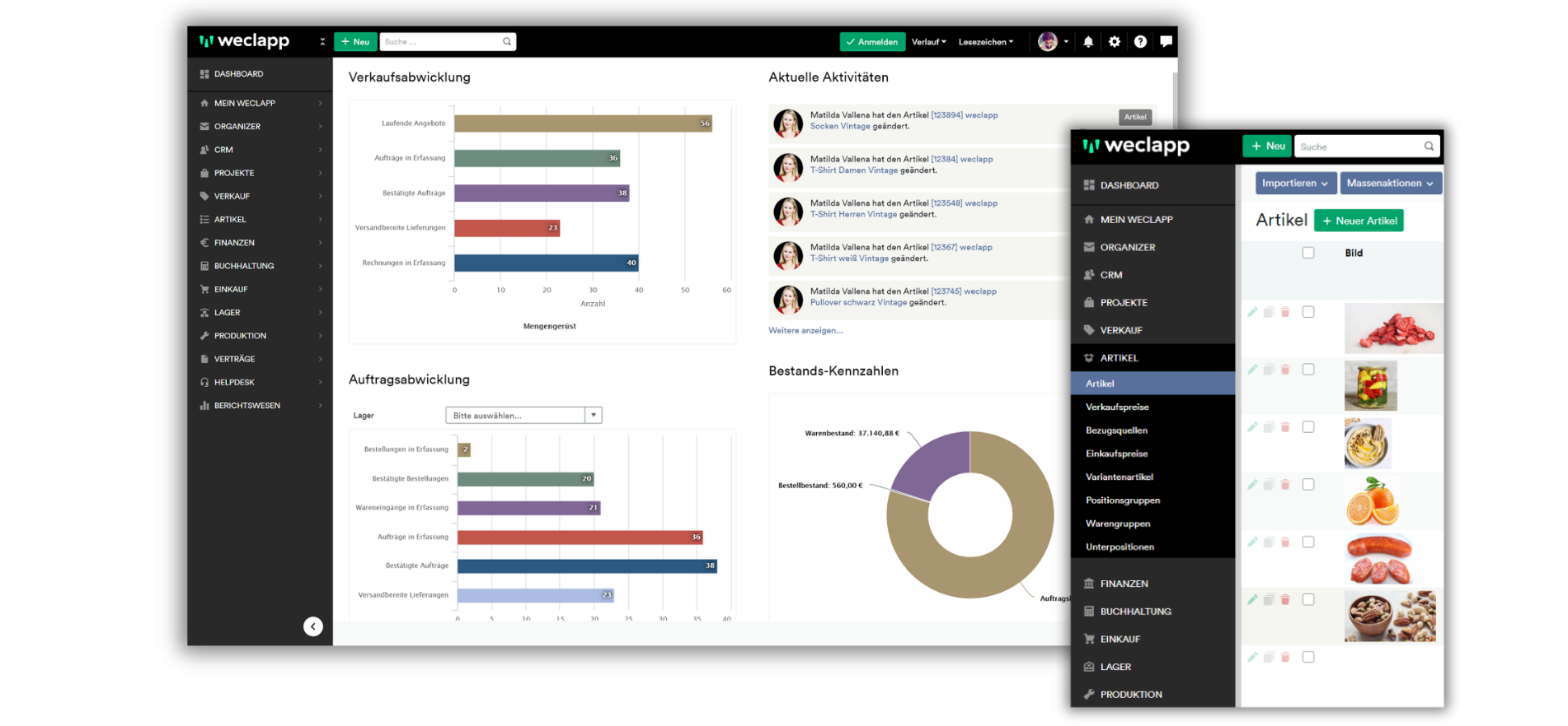 screenshot of weclapp