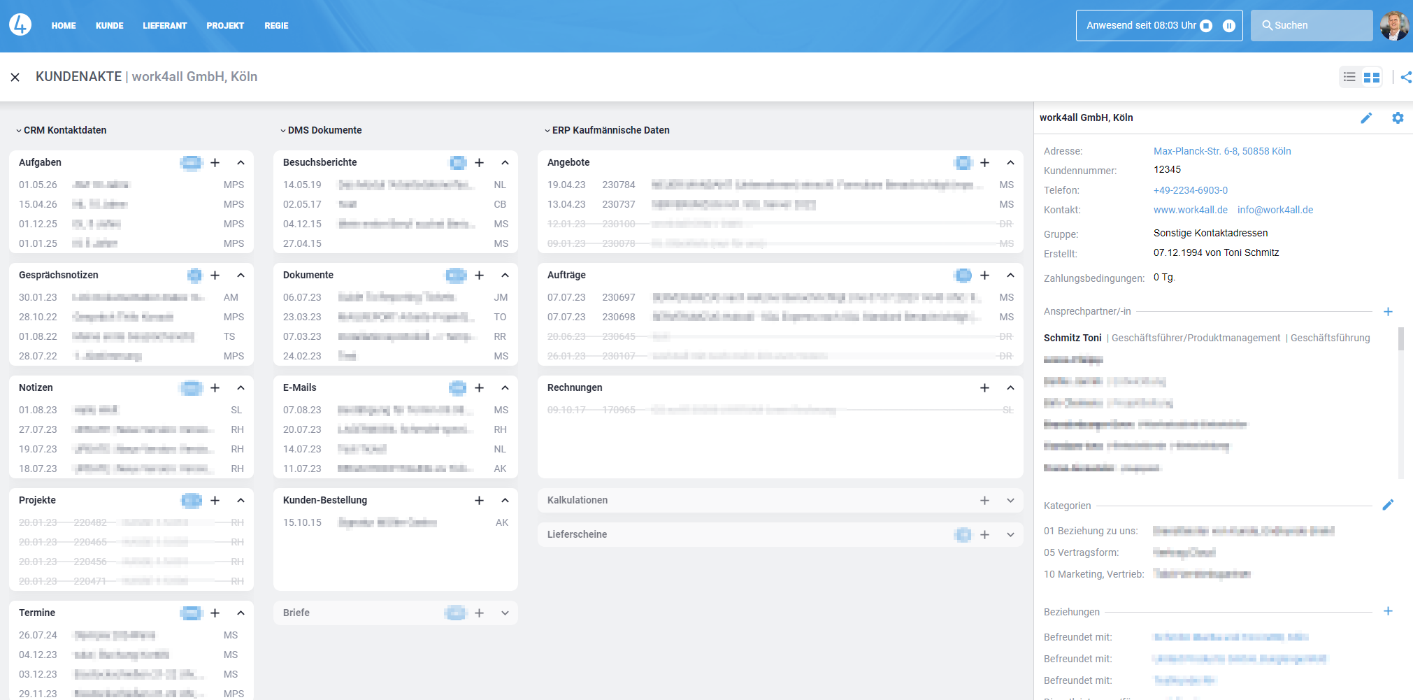 screenshot of work4all