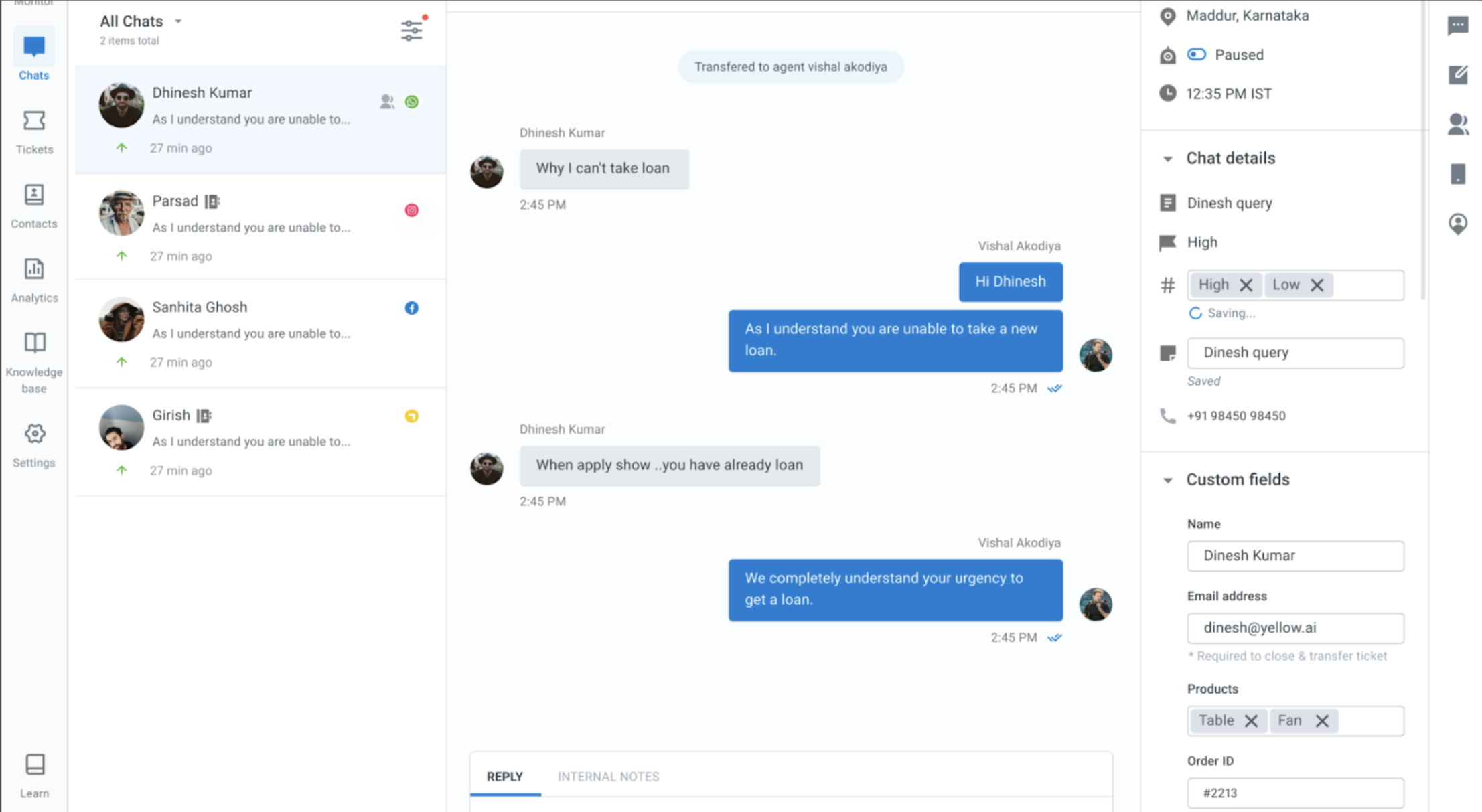 screenshot of yellow.ai