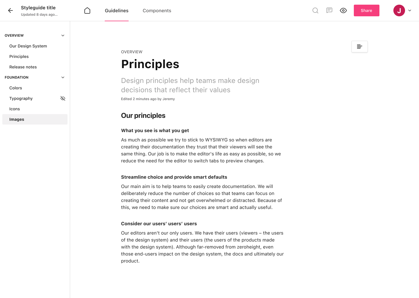 screenshot of zeroheight