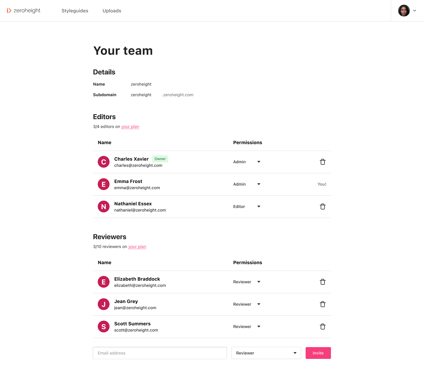 screenshot of zeroheight