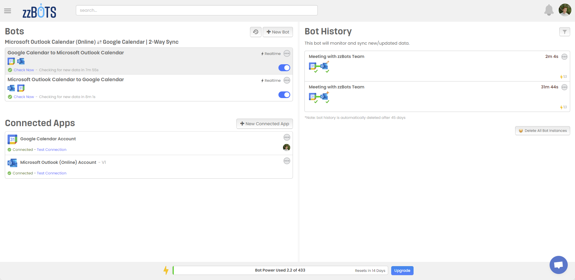 screenshot of zzBots